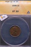 1936 ANAX VF 30 LINCOLN CENT