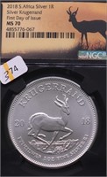 2018 S NGC MS70 SILVER KRUGERRAND