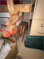 wooden reindeer , doll chair & cradle, door hanger