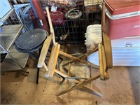 1 folding metal stool, 1 folding directors chair