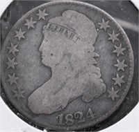 1824 BUST HALF DOLLAR VG
