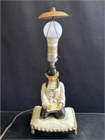 Vintage signed 1950 Asian ceramic table lamp