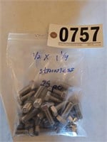 25 PCS 1/2 X 1 1/4 STAINLESS STEEL BOLTS