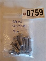 9 PCS 5/8 X 2 STAINLESS STEEL BOLTS