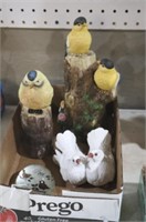 BOX OF BIRDS, SWANS & PAPER WEIGHT