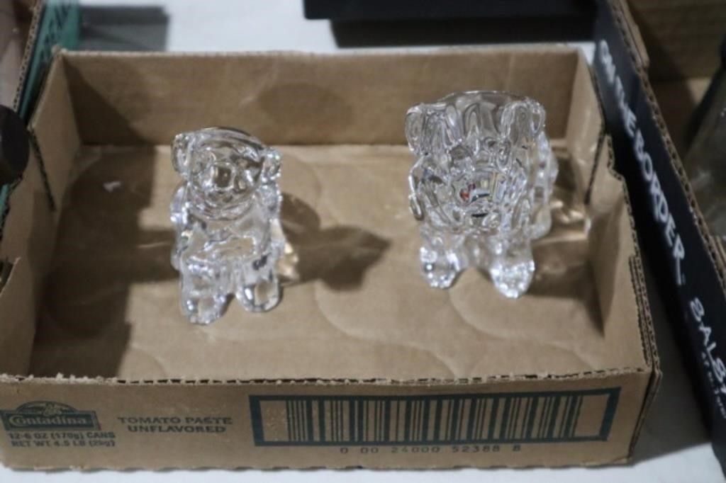 TWO UNIQUE GLASS DOGS