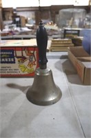 BRASS SCHOOL BELL WITH WOOD HANDLE
