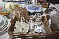 COLLECTION OF METAL TRICYCLE CLOCK & BOOK ENDS