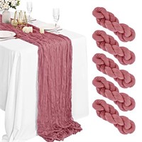 Lykoow 5 Packs 10Ft Dusty Rose Cheesecloth Table