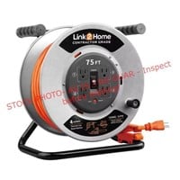 Link2Home 75ft Cord Reel w/ 4 Grounded Outlets