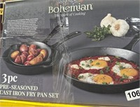 BOHEMIAN CAST IRON PAN SET RETAIL $70