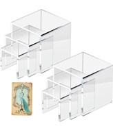 2 Sets Clear Acrylic Display Risers,3 Size Square