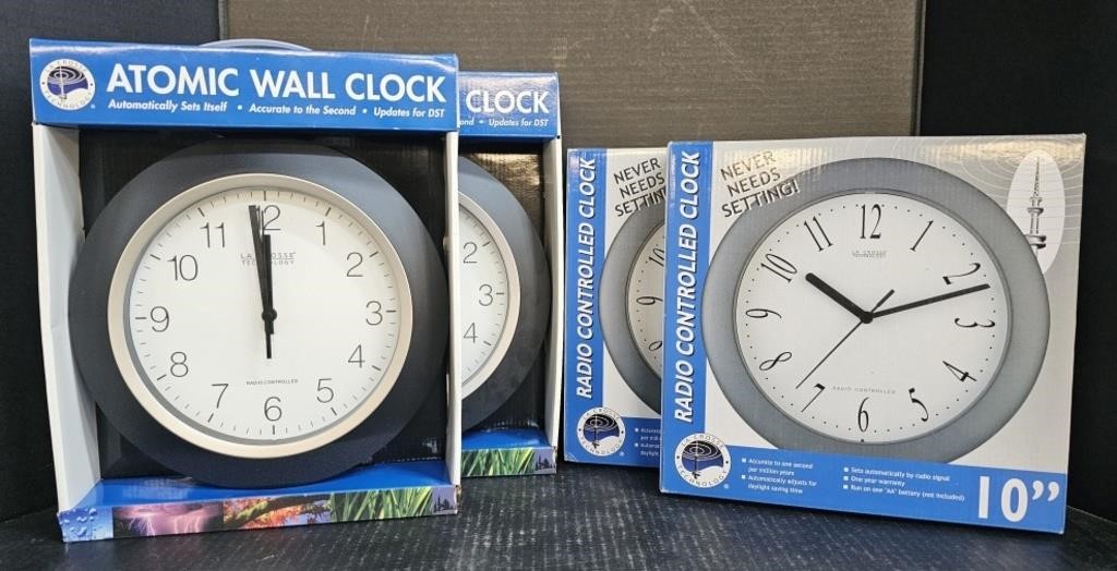 (AC) Four 10" Wall Clocks, LA Crosse Technology,