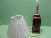 27" Gold Accent Red Base Table Lamp - Works
