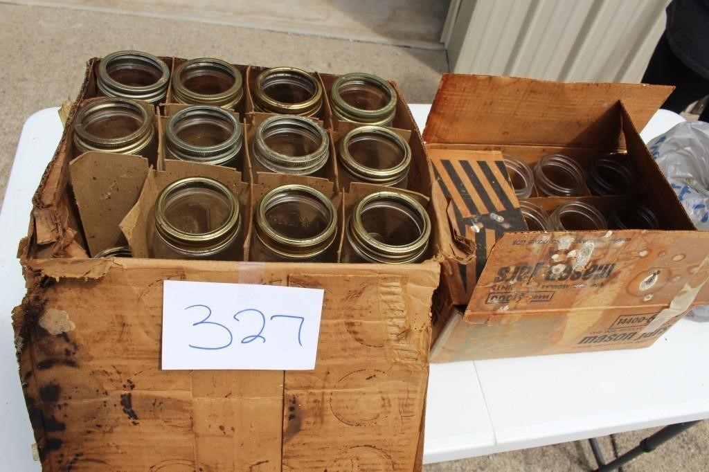 35 PINT CANNING JARS WITH SEVERAL SMALL JELLYS