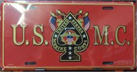 USA made metal license plate USMC