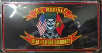 USA made metal license plate US Marines death