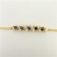 Sapphire and Diamond Bar Bracelet in 14K Yellow Go