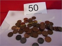 50 Wheat Pennies w/Steel Pennies