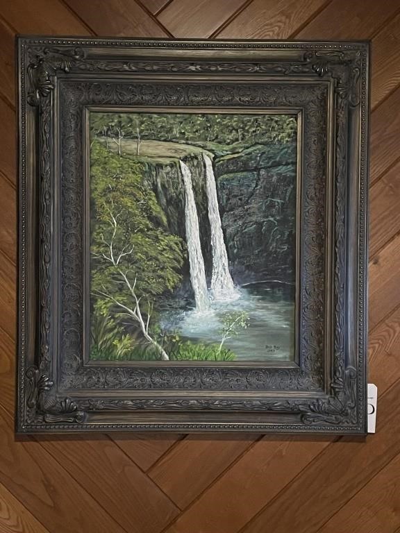 Framed Waterfall painting by Bob Ray in 2007