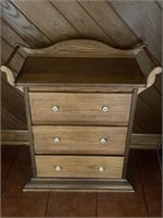 Oak wash stand with 3 drawers & towel rack