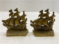 pair of solid brass ship bookends