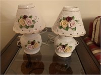 Vintage pair of porcelain dresser lamps with