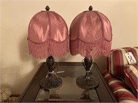 Pair of dresser lamps with Victorian style shades