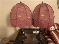 Pair of table lamps with Victorian style shades
