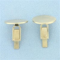 Engravable Disc Cuff Links in 14K Yellow Gold