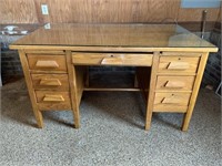 Oak desk with glass top