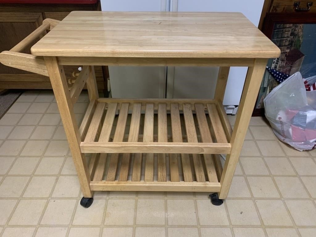 Rolling wood Cart with 2 shelves