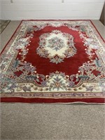 Rug 7'10" x 10 1/2' red, cream mint green