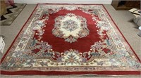 Rug 7'10" x 10 1/2' red, cream, mint green
