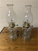 Pair of oil lamps converted to electric
