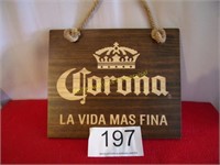 Wood Corona Sign