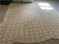 Hand crochet bedspread measures 113" x 108"