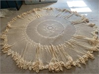 Hand crochet round tablecloth, 105" diameter
