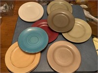 Assortment of round stoneware plates  11 total: