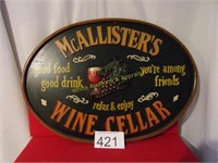 Wood Oval Wine Sign
