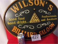 Wood Oval Billards Saloon Sign