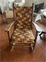 Old rocker with slat back and cane seat one