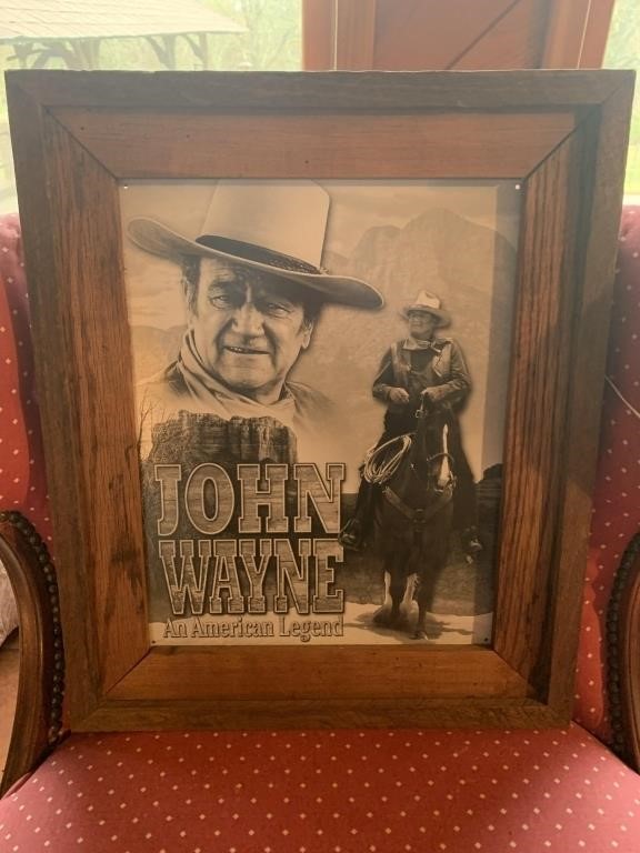 John Wayne framed metal sign