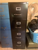 Black metal filing cabinet