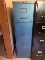 Blue metal filing cabinet