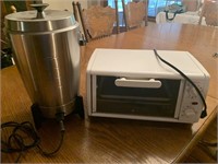 Coffee perculator and Sunbeam toaster oven