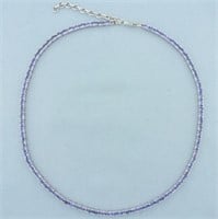 20ct Adjustable Tanzanite Tennis Line Necklace in