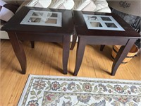 PAIR OF END TABLES - GLASS INSERT - 24x24x24"each