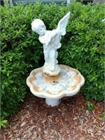 Concrete Fountain with bird and pump 42 inches
