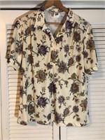 VINTAGE FLORAL POLYESTER TOP SIZE 20W